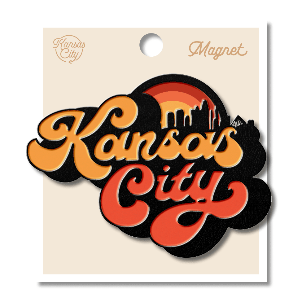 Kansas City Retro Black Enamel Magnet