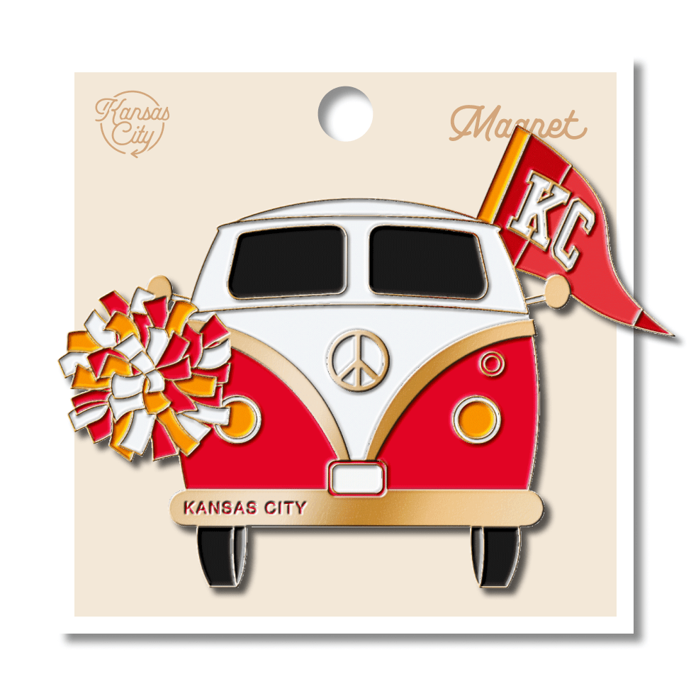 Kansas Cheerleader Campervan Enamel Magnet