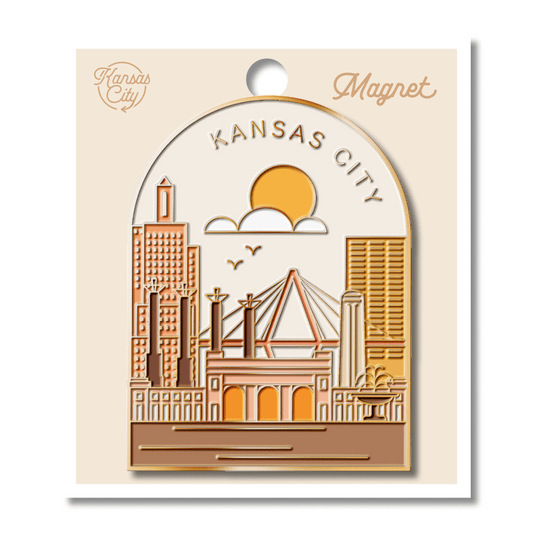 Kansas City Skyline Gold Enamel Magnet