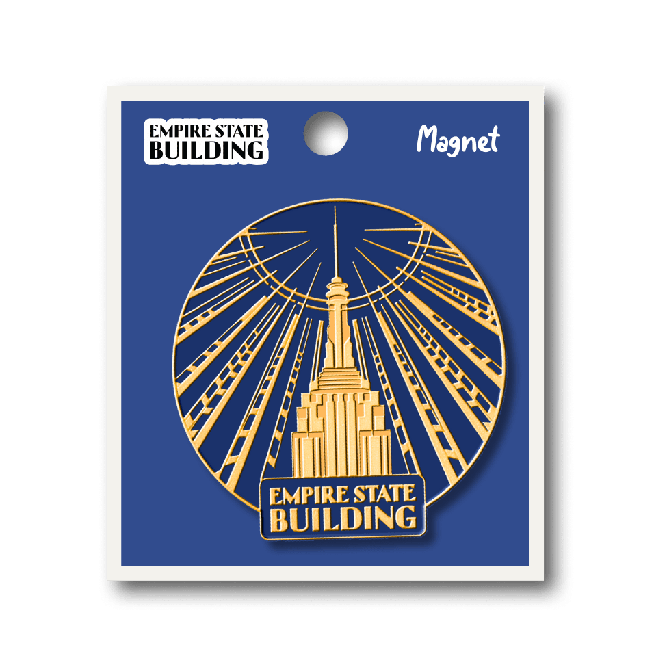 Empire State Building Art Deco Blue Enamel Magnet