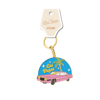 Las Vegas Retro Car Enamel Keychain