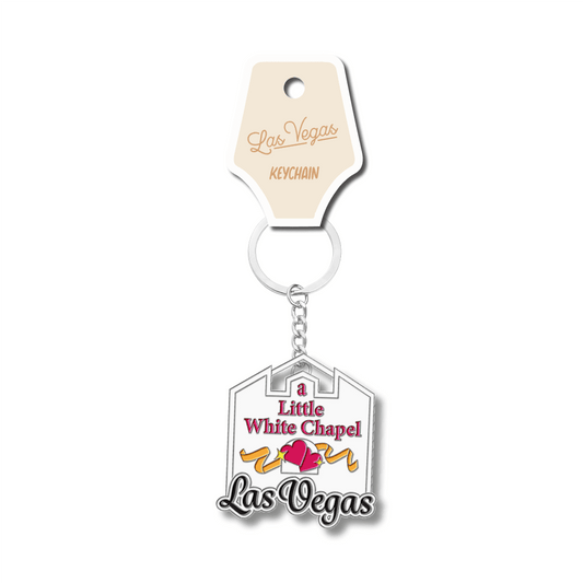 Las Vegas White Chapel Enamel Keychain