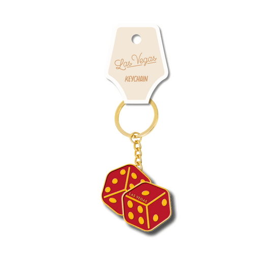 Las Vegas Red Dice gold Enamel Keychain