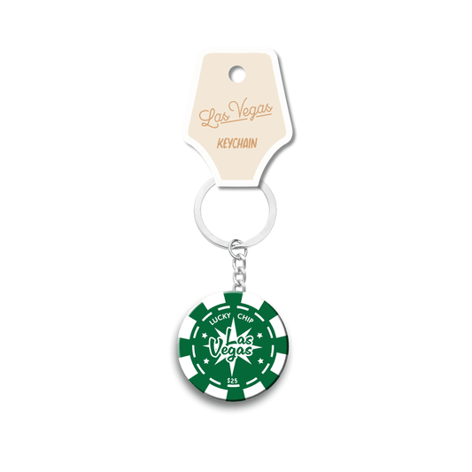 Las Vegas Green Casino Chip Keychain