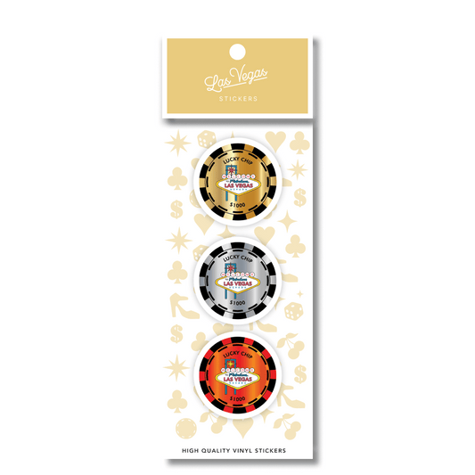 Las Vegas Foil Poker Chip Sticker 3pk