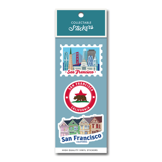 San Francisco Skyline Pink Ladies Flag Sticker 3pk