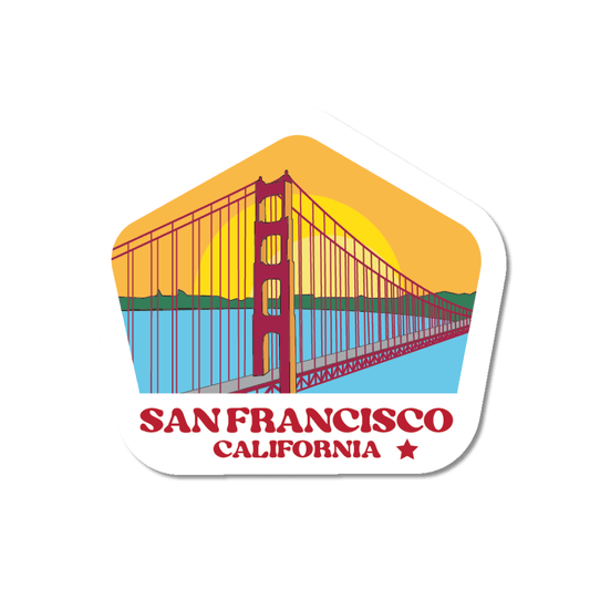 San Francisco Bridge Sunset Sticker 1pk