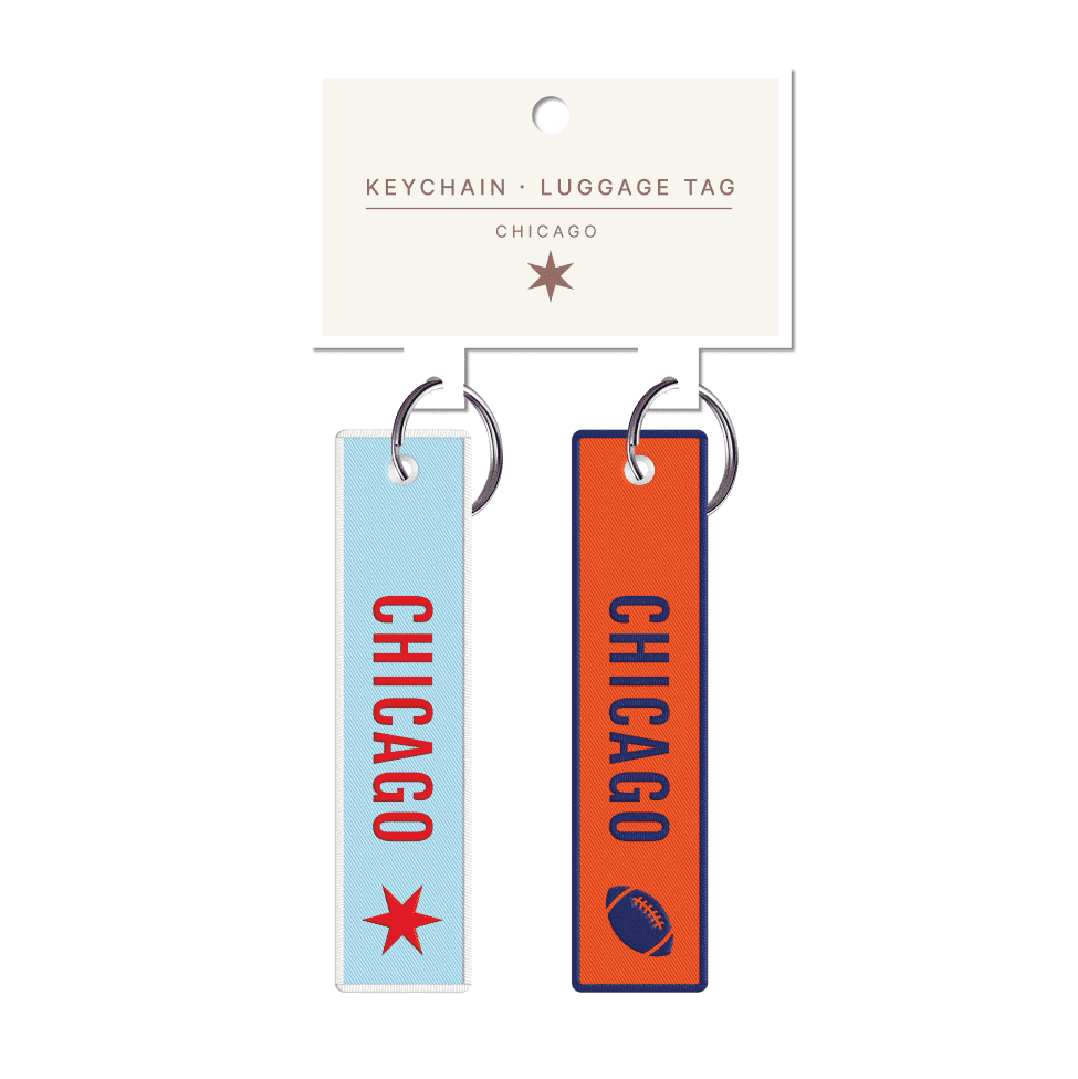 Chicago Embroidery Blue & Orange Luggage Tag Keychains 2pk