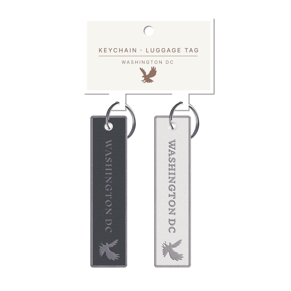 Washington Back and White Embroidery Luggage Tag Keychain 2pk